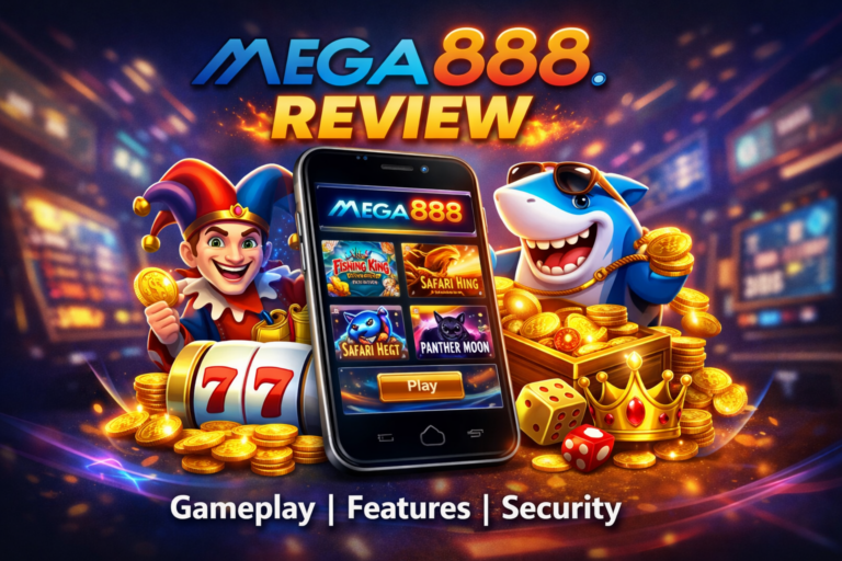 Mega888 mobile gaming promotion illustration